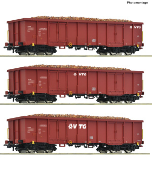 Roco 6600429 (DC) – 3-teiliges Set offener Güterwagen der AAE/VTG 