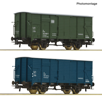 Roco 6600490 (DC) – 2-teiliges Set gedeckter Güterwagen der DB 