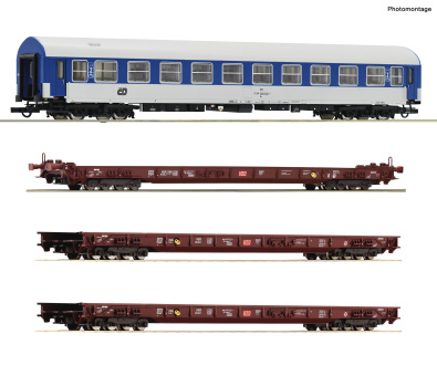 Roco 6600227 (DC) – 4-teiliges Wagenset „Rollende Landstraße“ der DB AG 