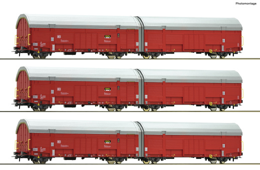 Roco 6600393 (DC) – 3-teiliges Autotransportwagen-Set der TWA 
