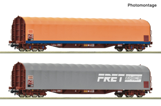 Roco 6600473 (DC) – 2-teiliges Schiebeplanenwagen-Set der SNCF 