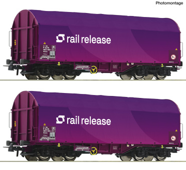 Roco 6600380 (DC) – 2-teiliges Schiebeplanenwagen-Set der Railrelease 