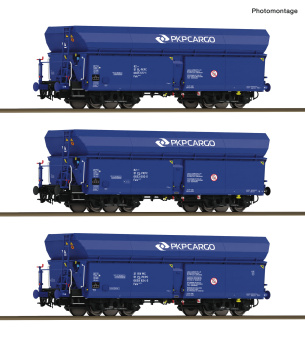 Roco 6600494 (DC) – 3-teiliges Selbstentladewagen-Set der PKP Cargo 