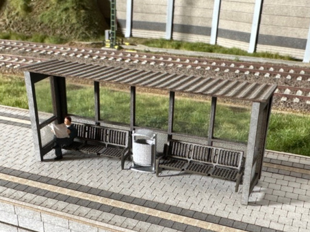 BIMM Modellbau BM401-5 (H0) – Bausatz Wartehäuschen für Bahnsteig in der Epoche 6 