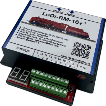 Lokstoredigital LoDi010.2 – LoDi-RM-16+ v2, Rückmeldemodul für 3-Leiter-Anlagen, Reedkontakte & Hallsensoren 