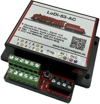 Lokstoredigital LoDi230 – LoDi-83-AC, DCC-Schaltdecoder für Wechselstromantriebe 