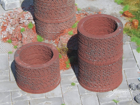 Juweela 28423 (H0) – Industrieschornstein Ziegelbau, Schlot Erweiterung, 3 Stück 