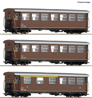 Roco 6240007 (H0e) – ÖBB Personenwagen, braun mit Zierstreifen, 3er-Set 