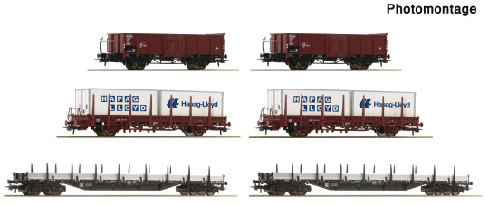 Roco 6600334 – DB 6er-Wagendisplay Rangierbahnhof – offene Güterwagen 