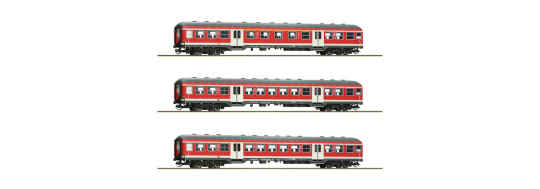 Roco 6280021 (TT) – DB AG Nahverkehrswagen, 3er-Set, verkehrsrot, Epoche VI 