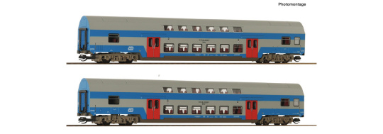 Roco 6280044 (TT) – ČD Doppelstockwagen Bmto, 2er-Set, Epoche V 