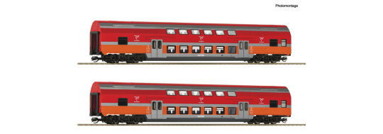 Roco 6280047 (TT) – Polregio Doppelstockwagen B16mnopux, 2er-Set, Epoche VI 