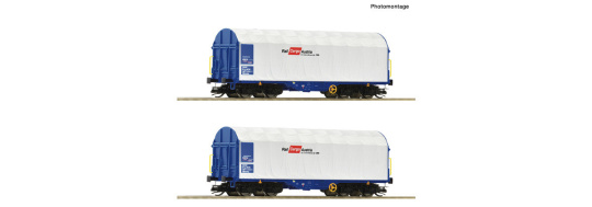 Roco 6680007 (TT) – ÖBB/RCW Schiebeplanenwagen Shimmns, 2er-Set, Epoche VI 