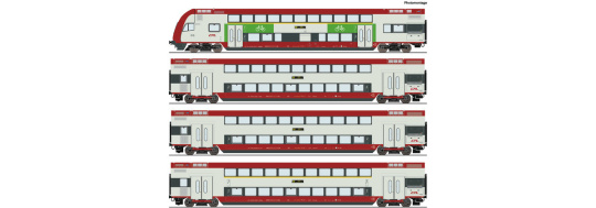 Roco 6220148 (AC) – 4-tlg. Doppelstockwagenset, CFL, mit LED-Innenbeleuchtung 